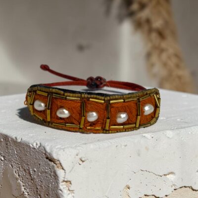Pulsera teja con perlas