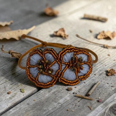 pulsera doble flor celeste