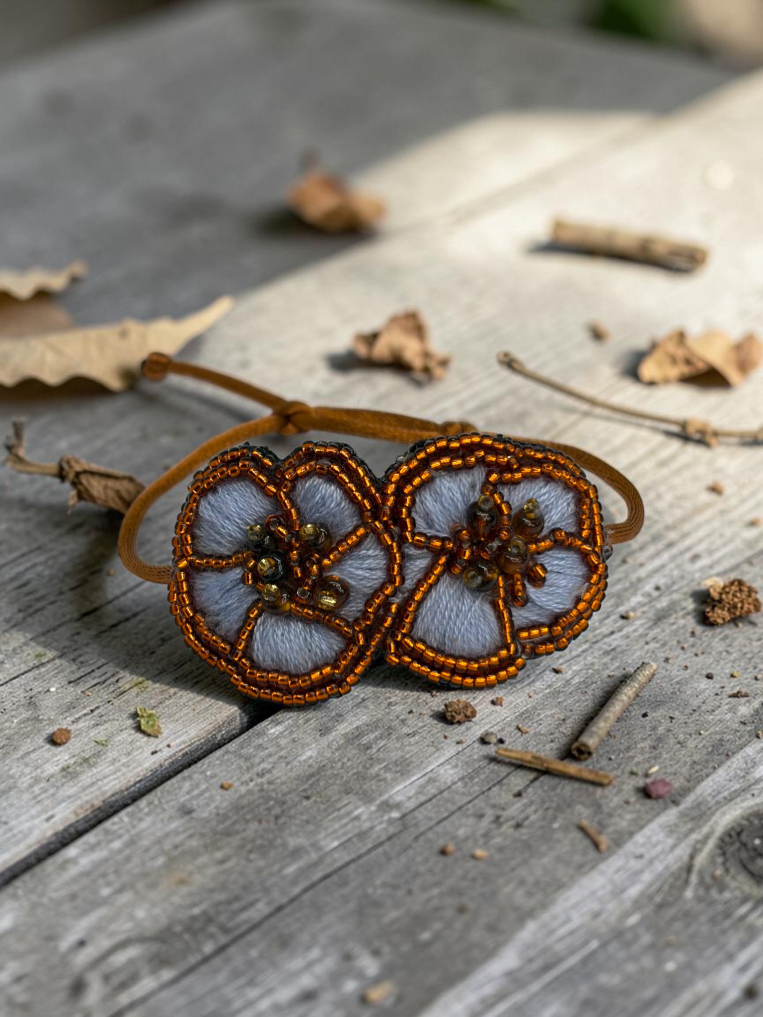 pulsera doble flor celeste