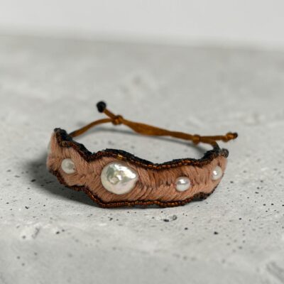 Pulsera Rosa viejo con Perlas de río