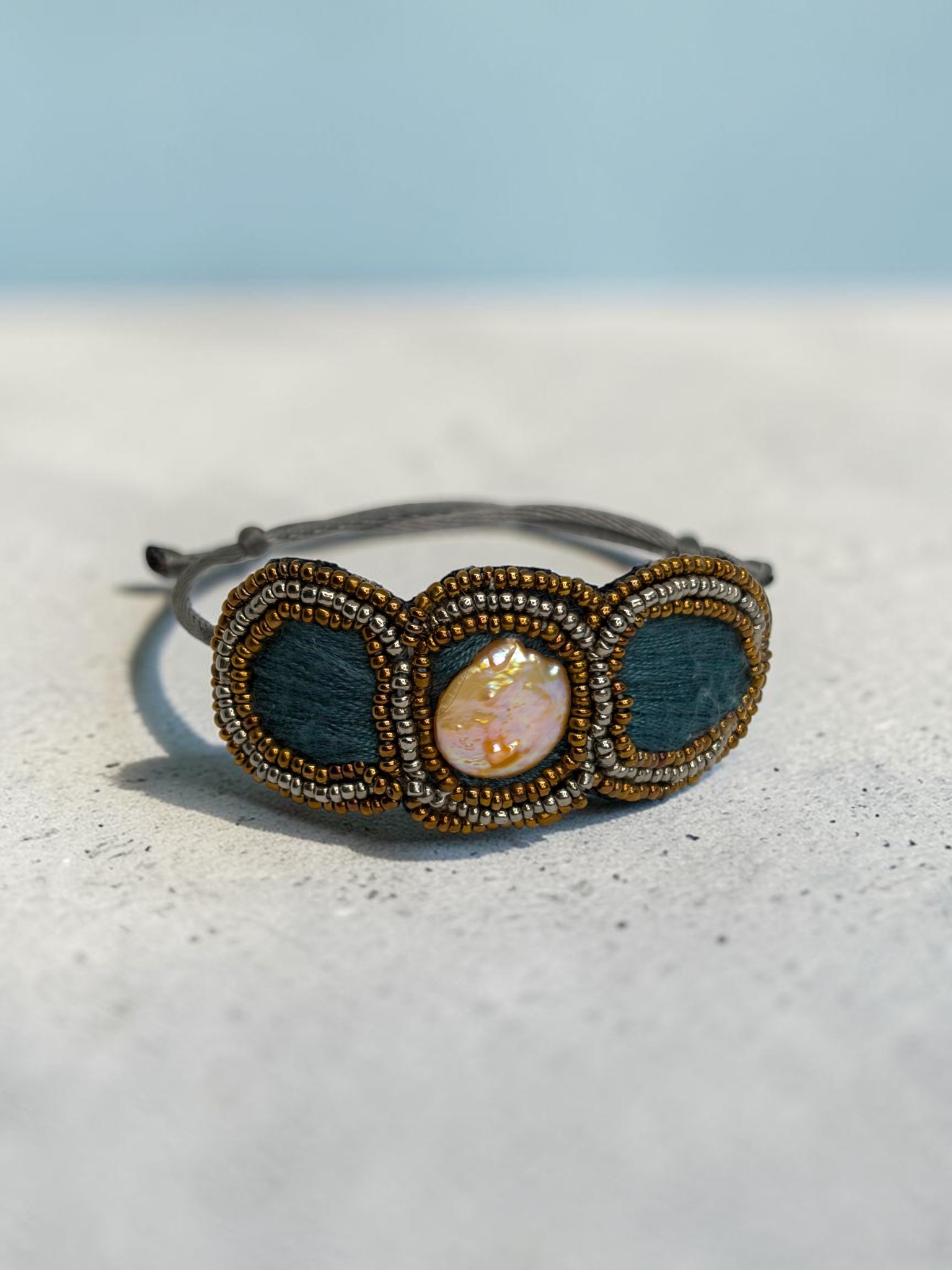 Pulsera Trío Círculos Azul Piedra