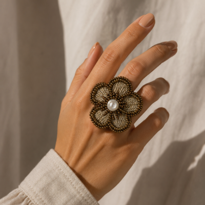 home - anillo flor pétalos de nácar