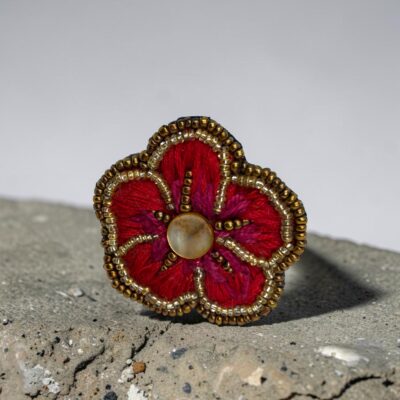 Anillo Vinca Roja y Fucsia