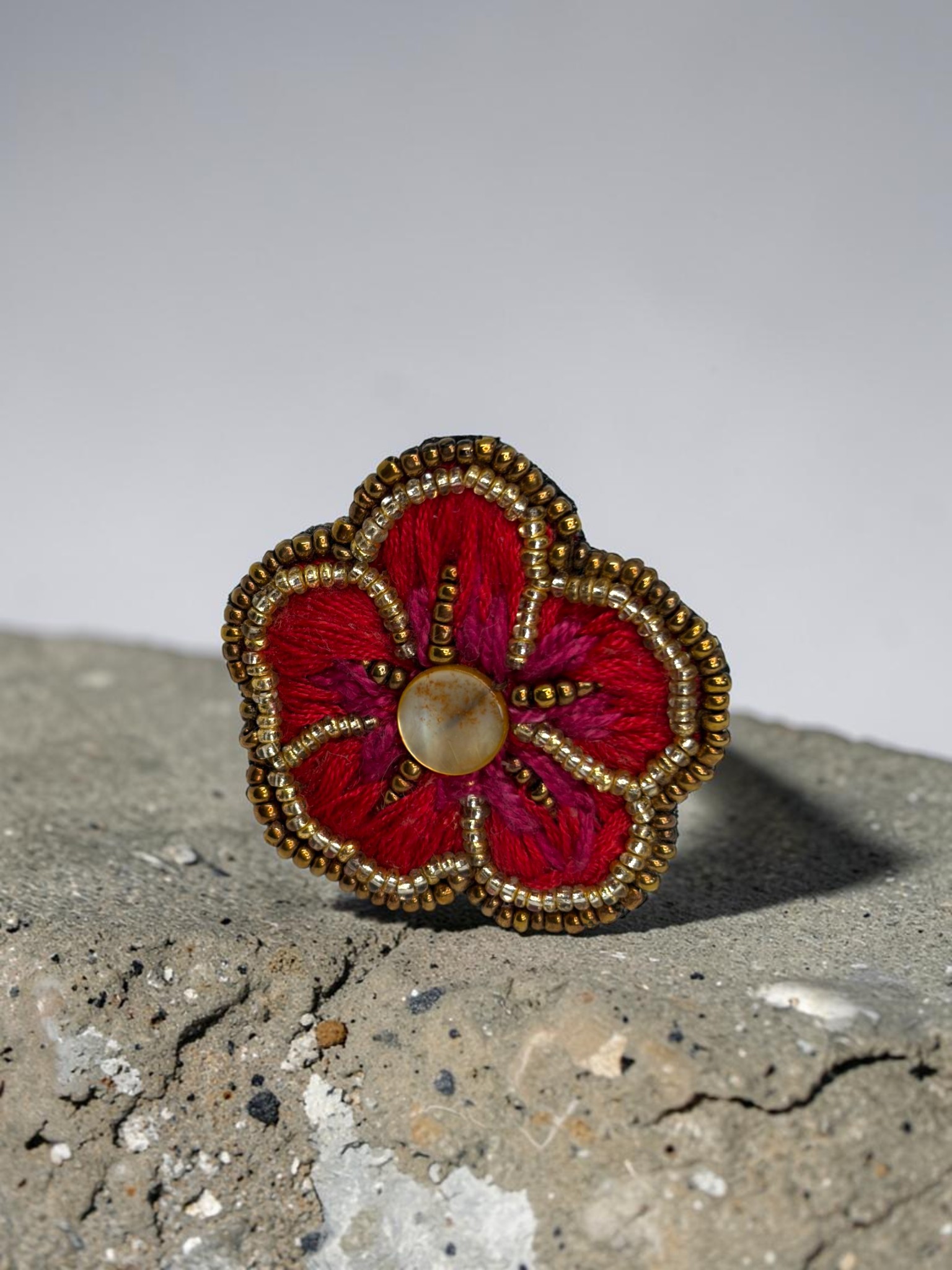 Anillo Vinca Roja y Fucsia