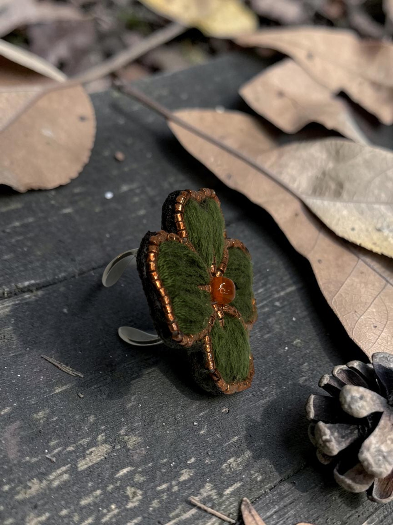 Anillo Flor Verde Oscuro Anillo Flor Verde Oscuro