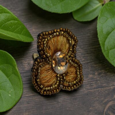 anillo trébol amarillo
