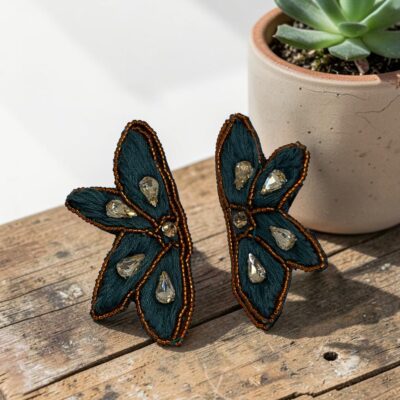 Aro Media Celidonia Azul Piedra Mostacilla Cobre
