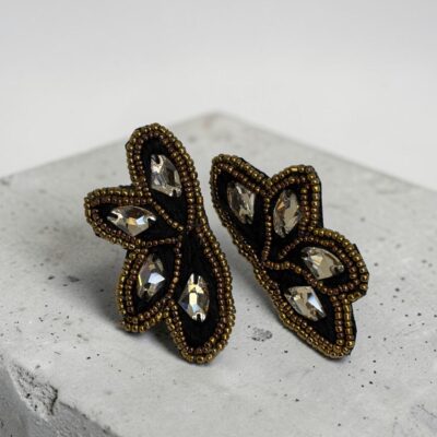 Aro Media Celidonia Negro con Cristales