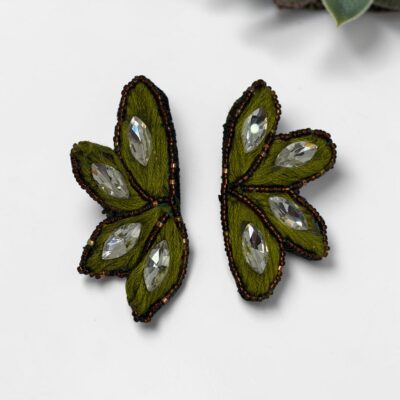 Aro Media Celidonia Verde Musgo con Cristales