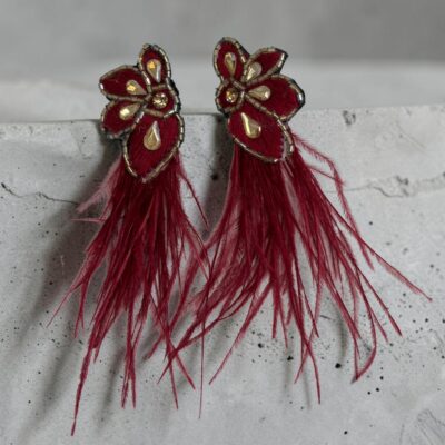 Aro Plumas y Flecos Anémona Roja