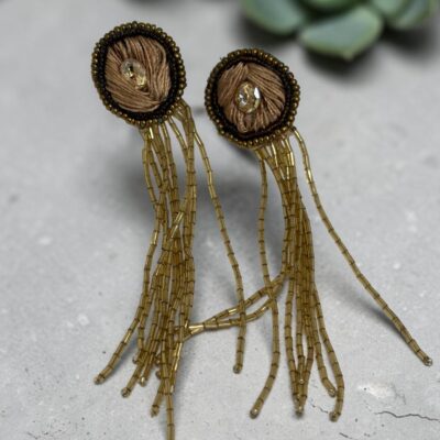 Aro Plumas y Flecos Círculo Beige