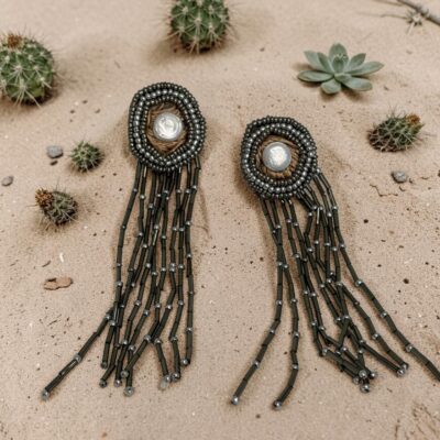 Aro Plumas y Flecos Círculo Plata
