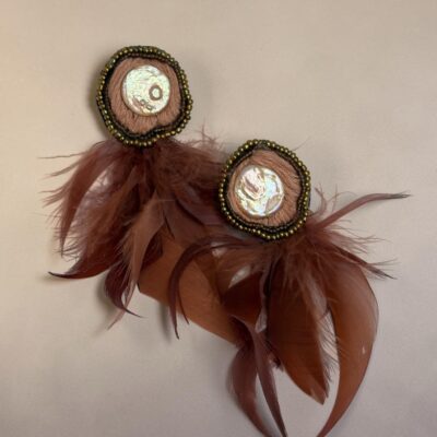 Aro Plumas Círculo Rosa Viejo