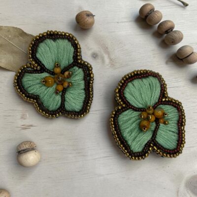 Aro Trébol Verde Menta con Piedras