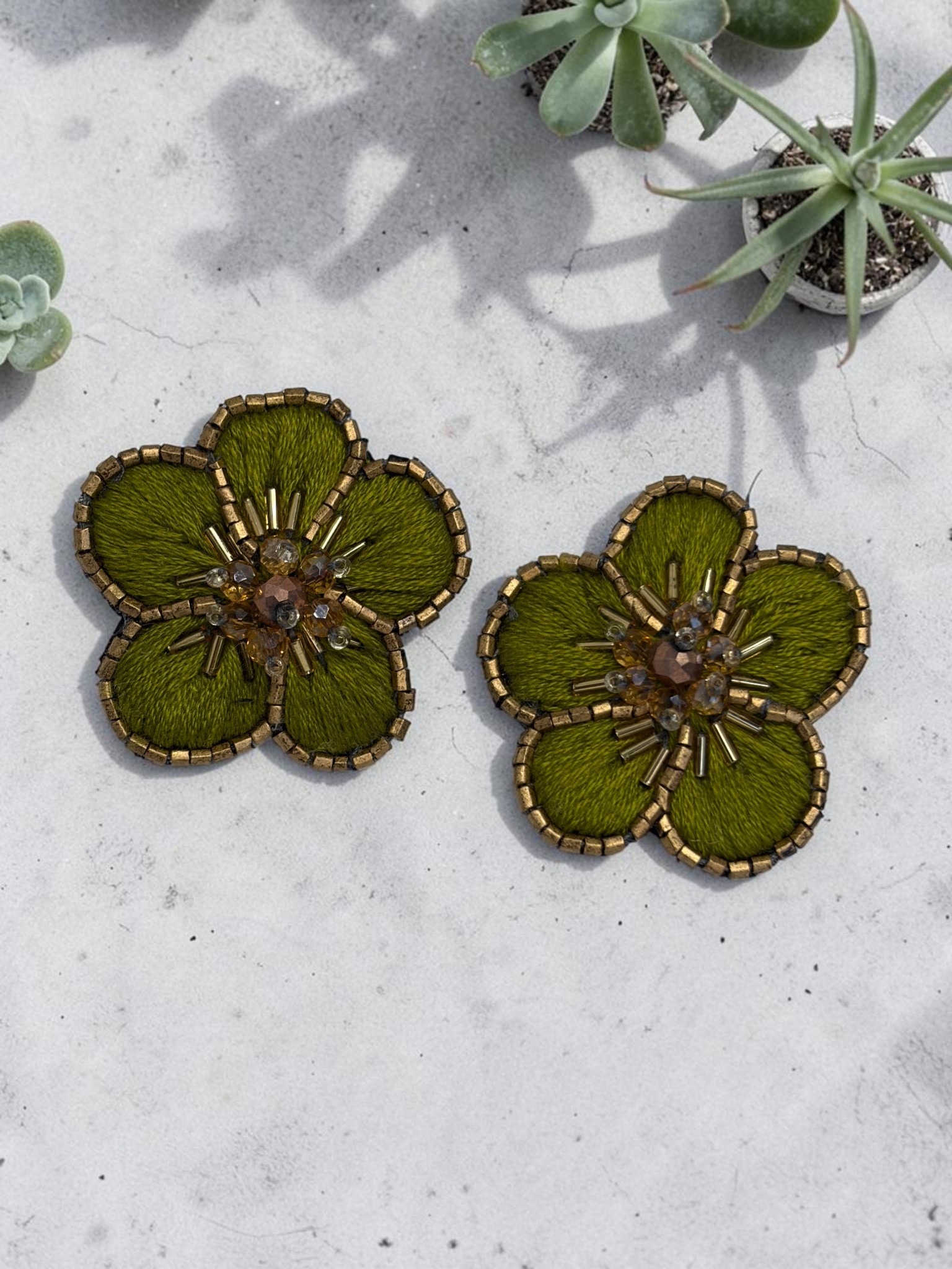 Aro Vinca Verde Oliva con Cristales