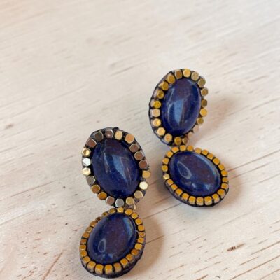 Aro Colgante Doble Piedra Azul