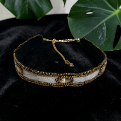 Choker y doble Pulsera Blanco