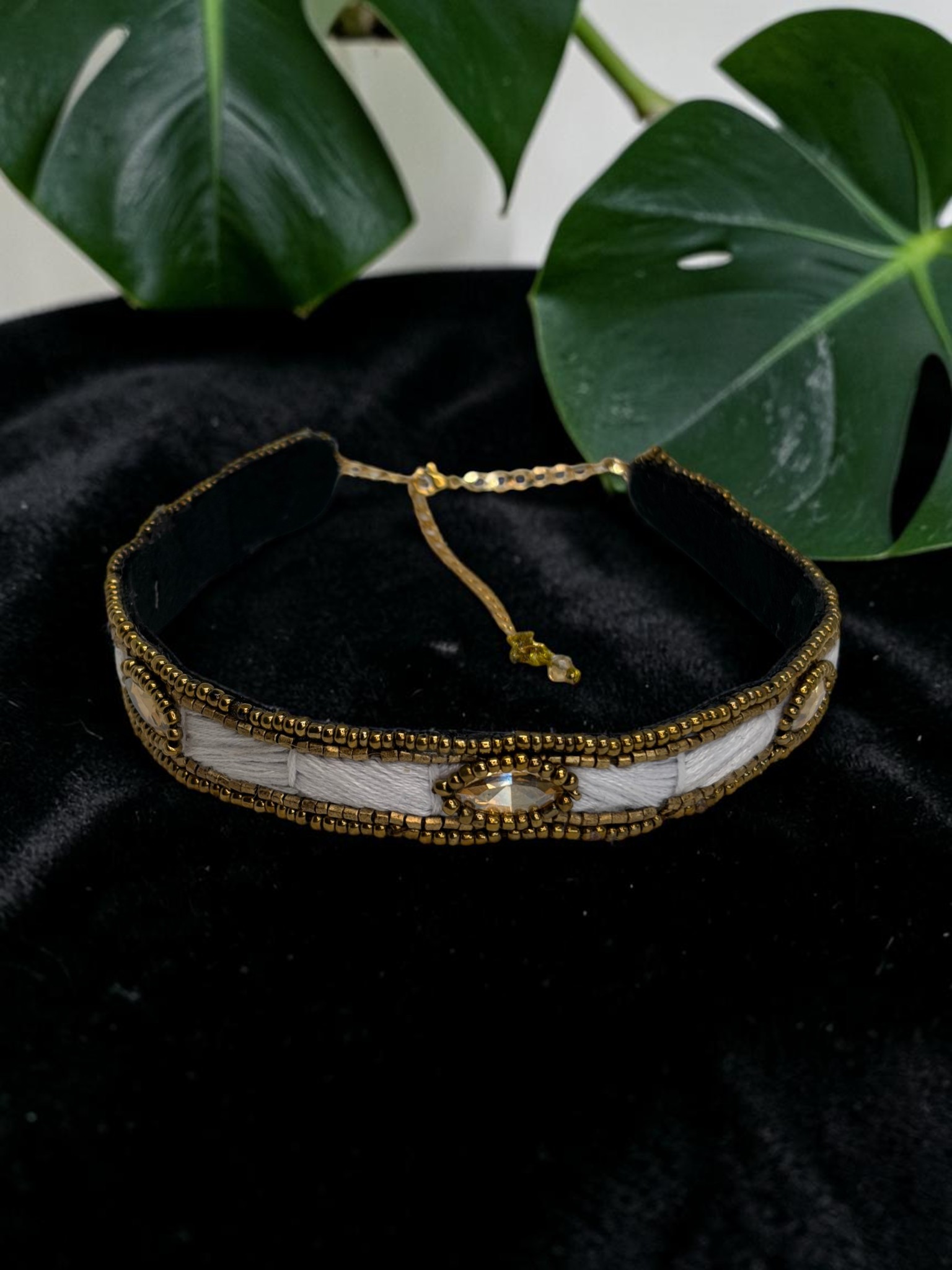 Choker y doble Pulsera Blanco