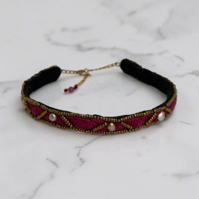 Choker y doble Pulsera Magenta