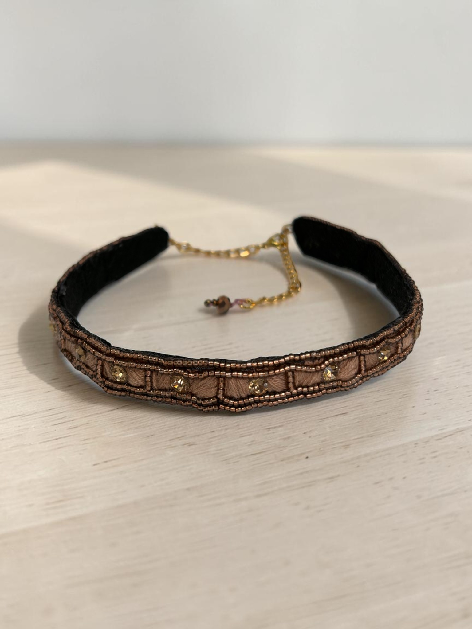 Choker y doble Pulsera Rosa Vieja