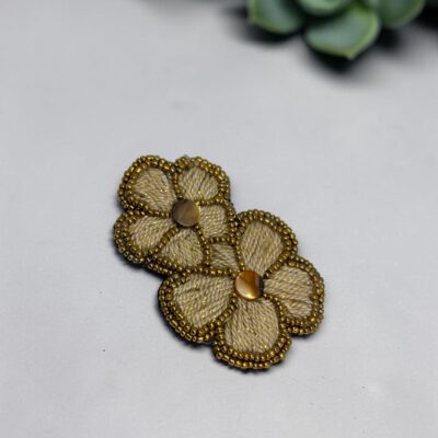 Prendedor Doble Flor Dorada