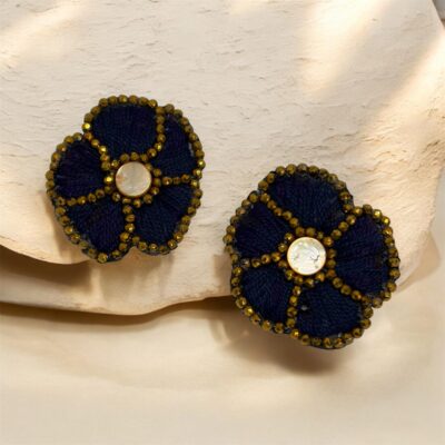 aro gota azul piedra y flecos (copia)