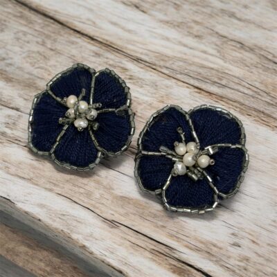 aro gota azul piedra y flecos (copia)